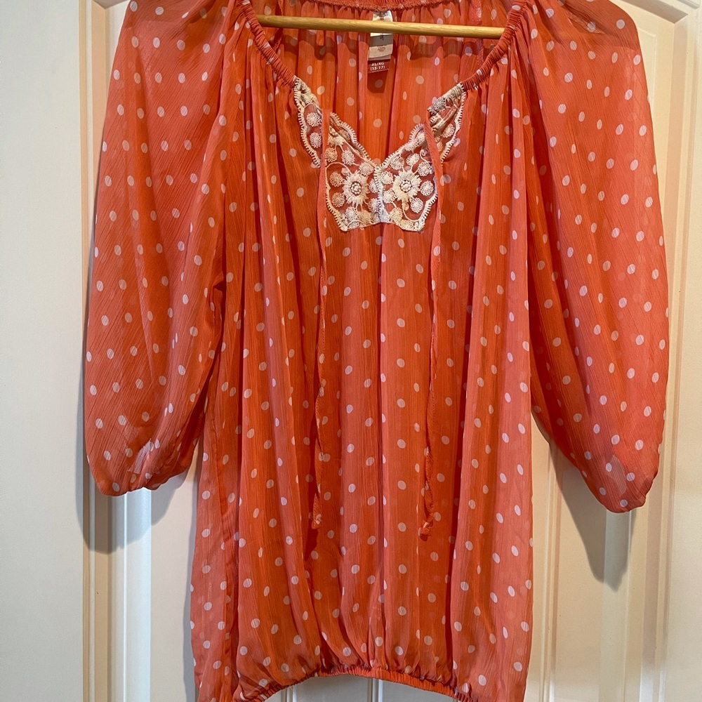 Coral/peach blouse. No Boundries size XL 15-17